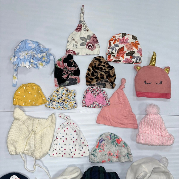 Lot of 18 Baby Girl Assorted Hats Bundle One Size Multi-color Pink - Picture 5 of 7
